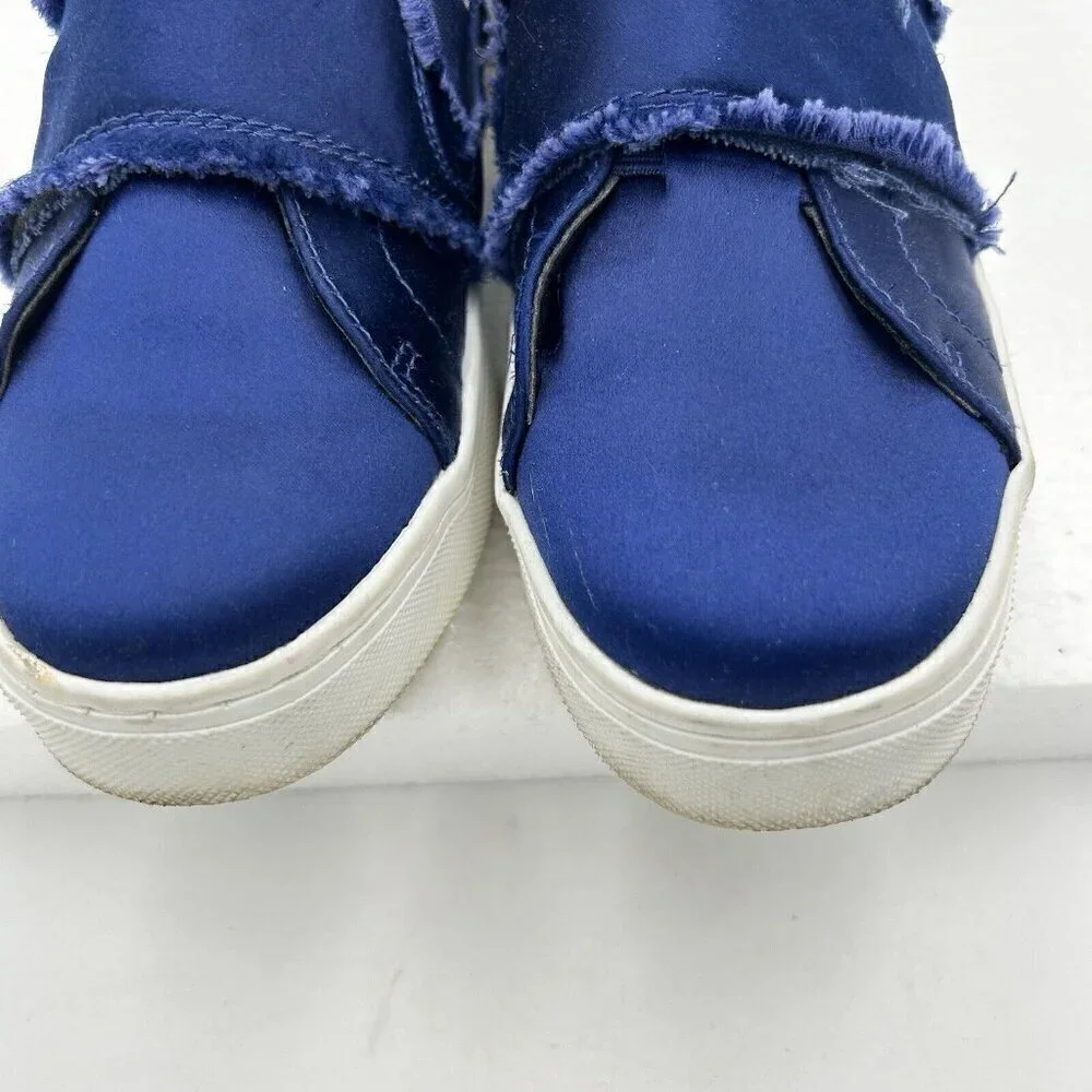 Sam Edelman Womens Levine Satin Fringe Elastic Slip-On Sneakers Blue Size 6.5